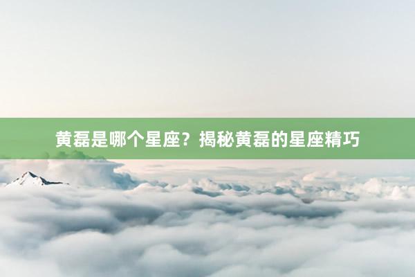 黄磊是哪个星座？揭秘黄磊的星座精巧